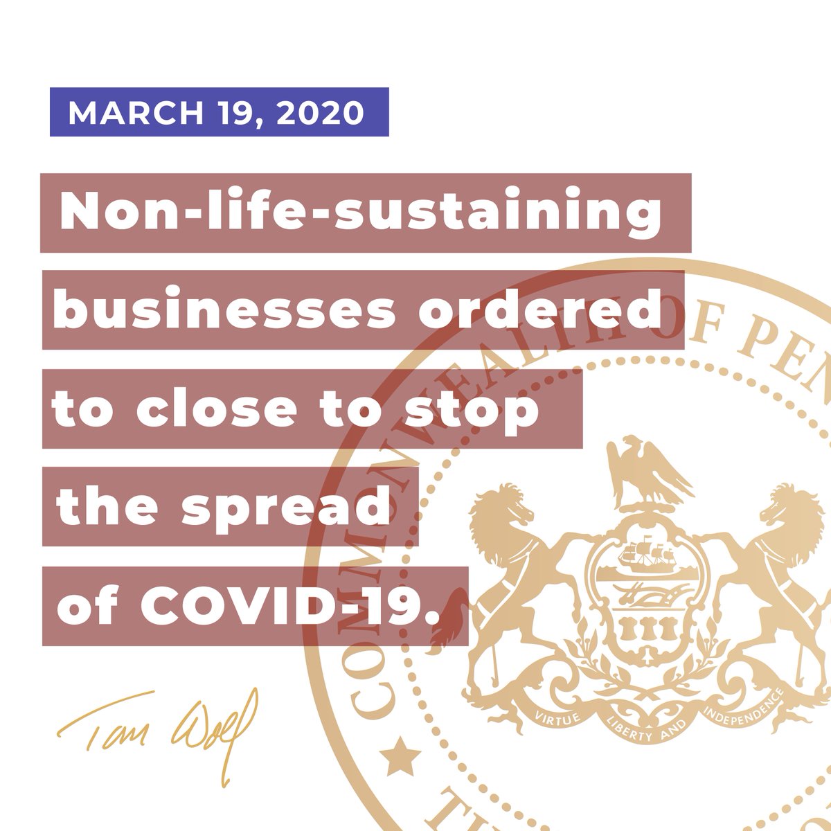 Non-life-sustaining businesses ordered to close.