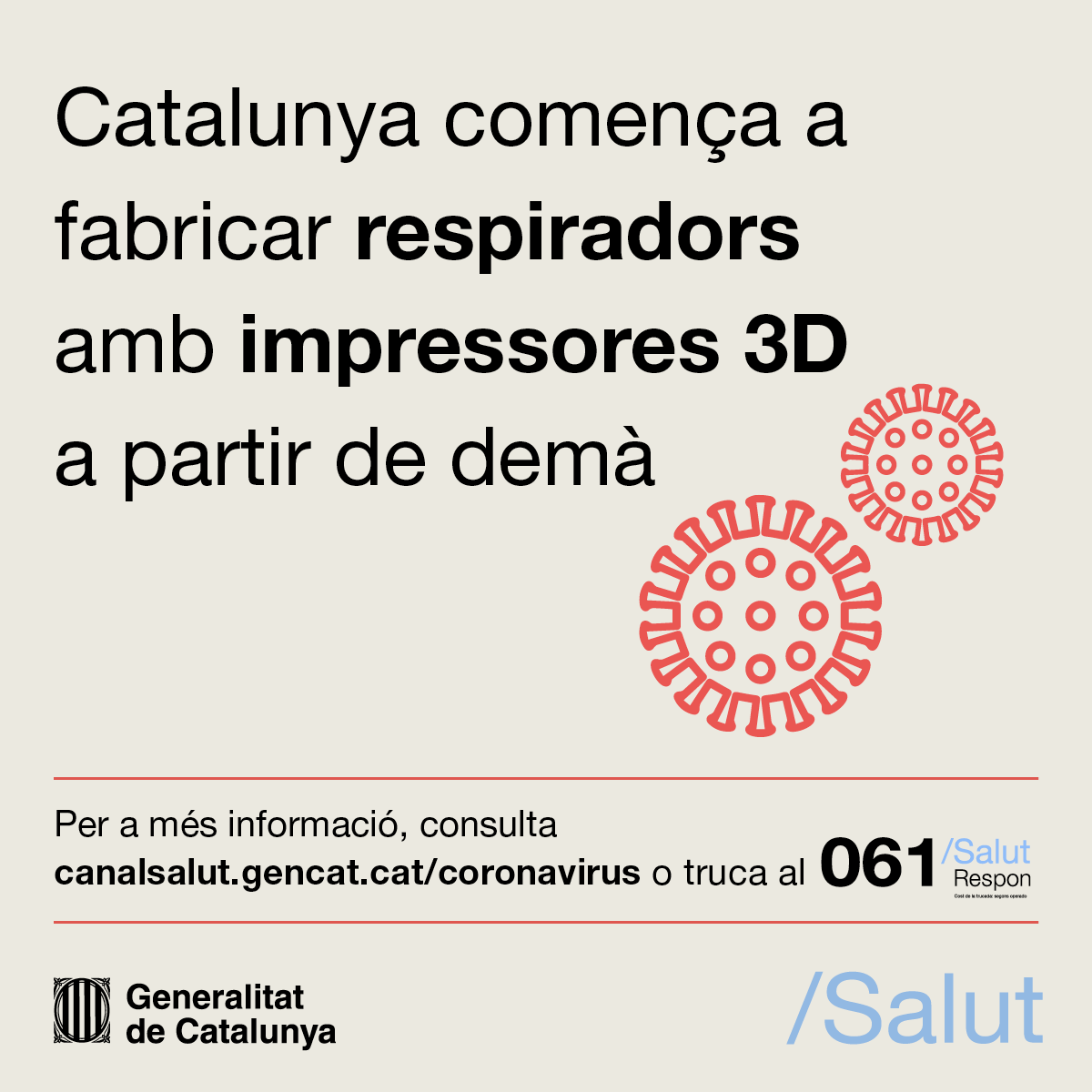 salutcat's tweet photo. Catalunya començarà a fabricar respiradors amb impressores 3D a partir de demà ✅

Se'n podran produir un centenar 💯 cada dia per atendre els pacients greus per 🦠 #coronavirus https://t.co/SnFicihLvj