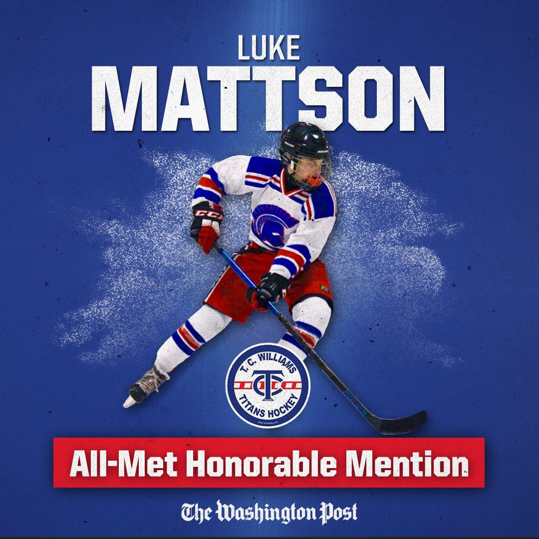 ACTITANSHOCKEY's tweet photo. Congrats to @TCWTitans  Luke Mattson who received All-Met honors this week from @WashPostHS #tcwilliams https://t.co/rKm2ero7yX