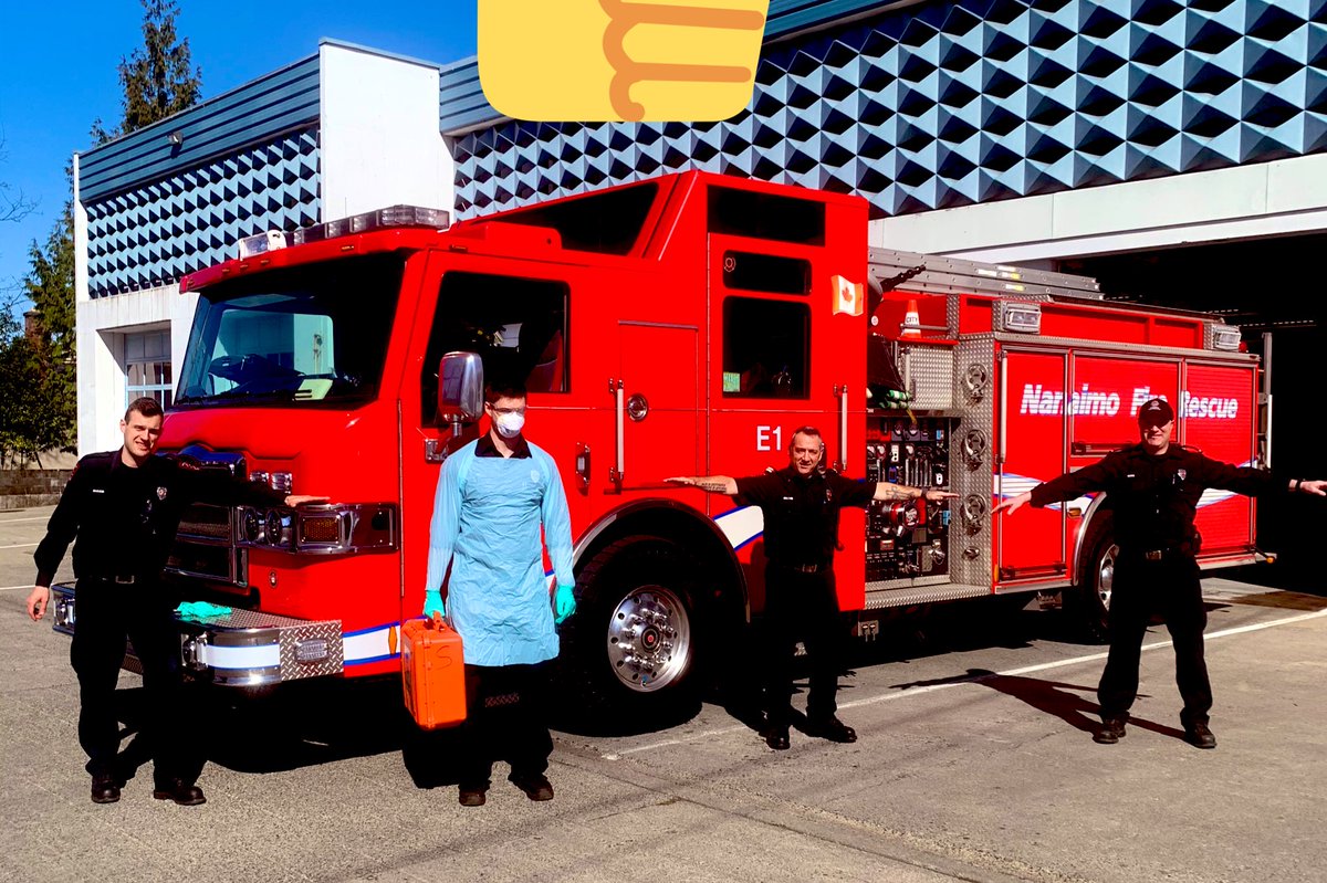 Hey #Nanaimo  we may be dressed a little different when we provide medical assistance.

We are taking extra precautions to protect you and to protect us.

We also will be practicing #SocialDistancing with our first responders 
<a href="/cityofnanaimo/">City of Nanaimo</a> <a href="/IAFF905/">Nanaimo Fire Fighters’ Association</a>  <a href="/NanaimoFire/">Nanaimo Fire Rescue</a> <a href="/BCFireChiefs/">FCABC</a>