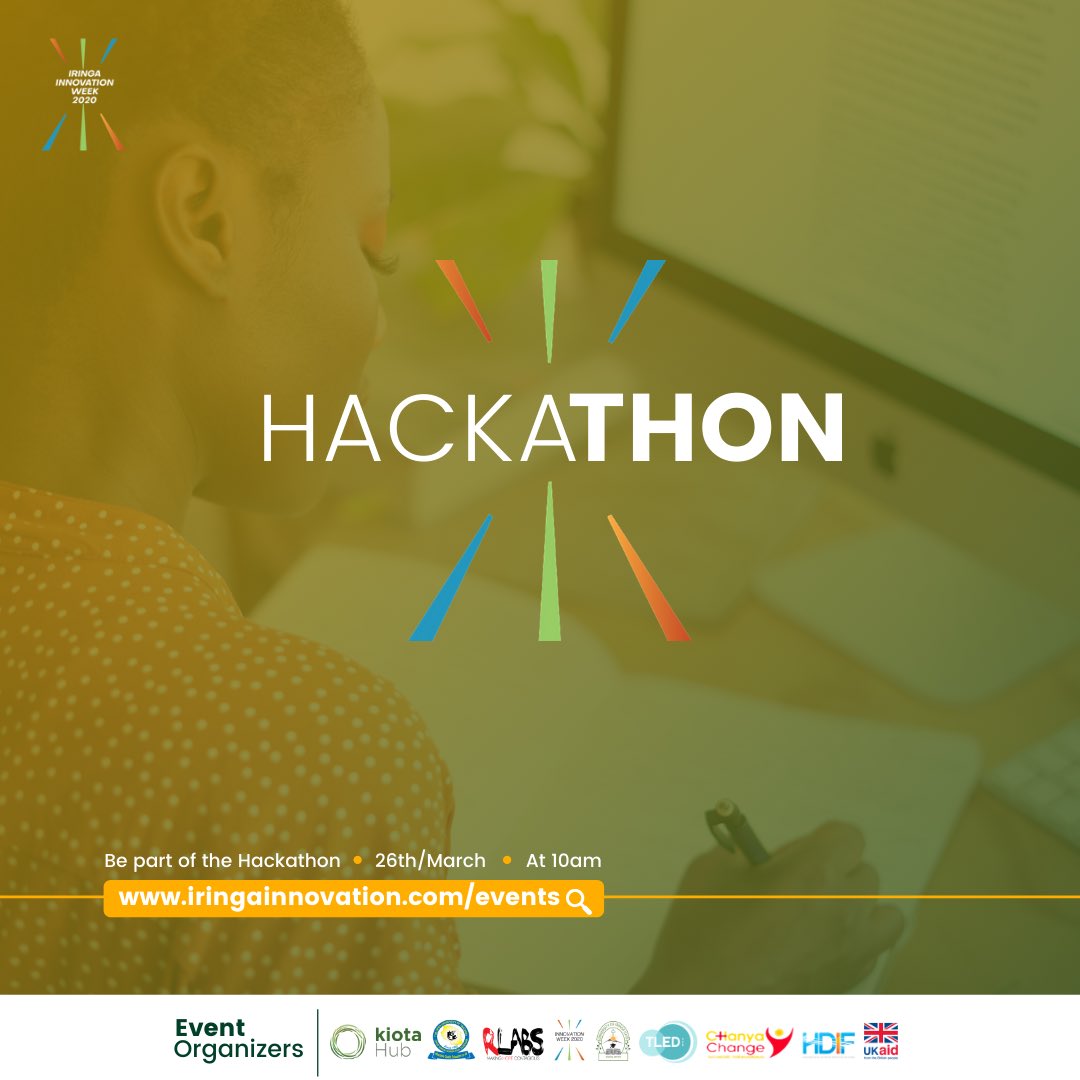 We will conduct Online Hackathon on 26th/March from 10am. Be ready to participate via iringainnovation.com/events 
.
.
—————
#iringaiw20 #digital #hackathon #innovate4impact #innovationweek2020 #innovationtz