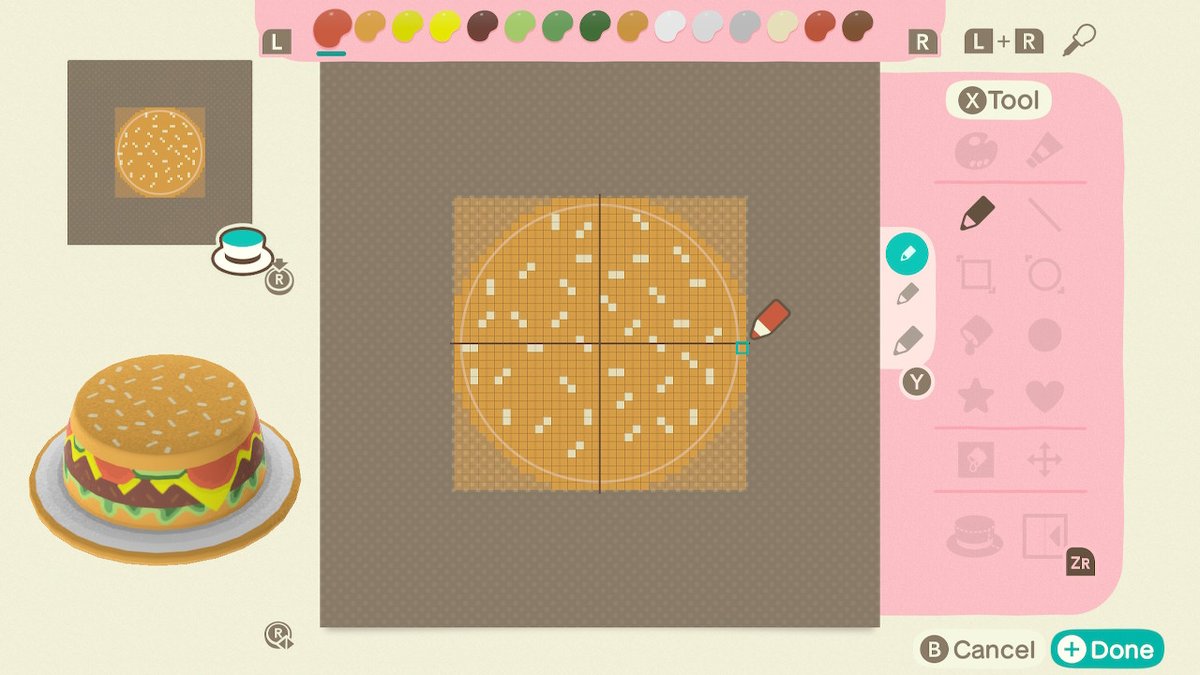 ForaoiseIsland's tweet photo. LRT: My burger hat!!! (I worked on it some more after @datclassyrachel and I took those pictures) #AnimalCrossing #ACNH #NintendoSwitch https://t.co/inMHMMRHQI