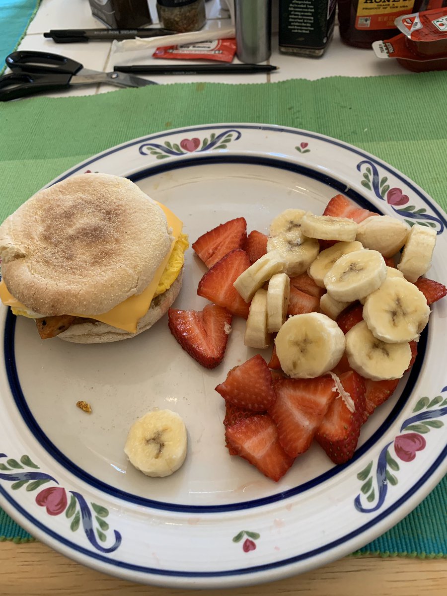 Breakfast sandwich and fruit salad from this morning