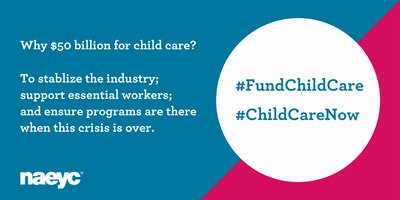 NAEYC's tweet image. Why #FundChildCare?
- Protect health &amp;amp; safety of essential workers &amp;amp; children  
- Keep the #childcare industry from collapsing
Tell #Congress your why on Monday 3/23 at 10am #FundChildCare #ChildCareNow @ChildCareAware @ZEROTOTHREE @ECEConsortium bit.ly/33Eb24l