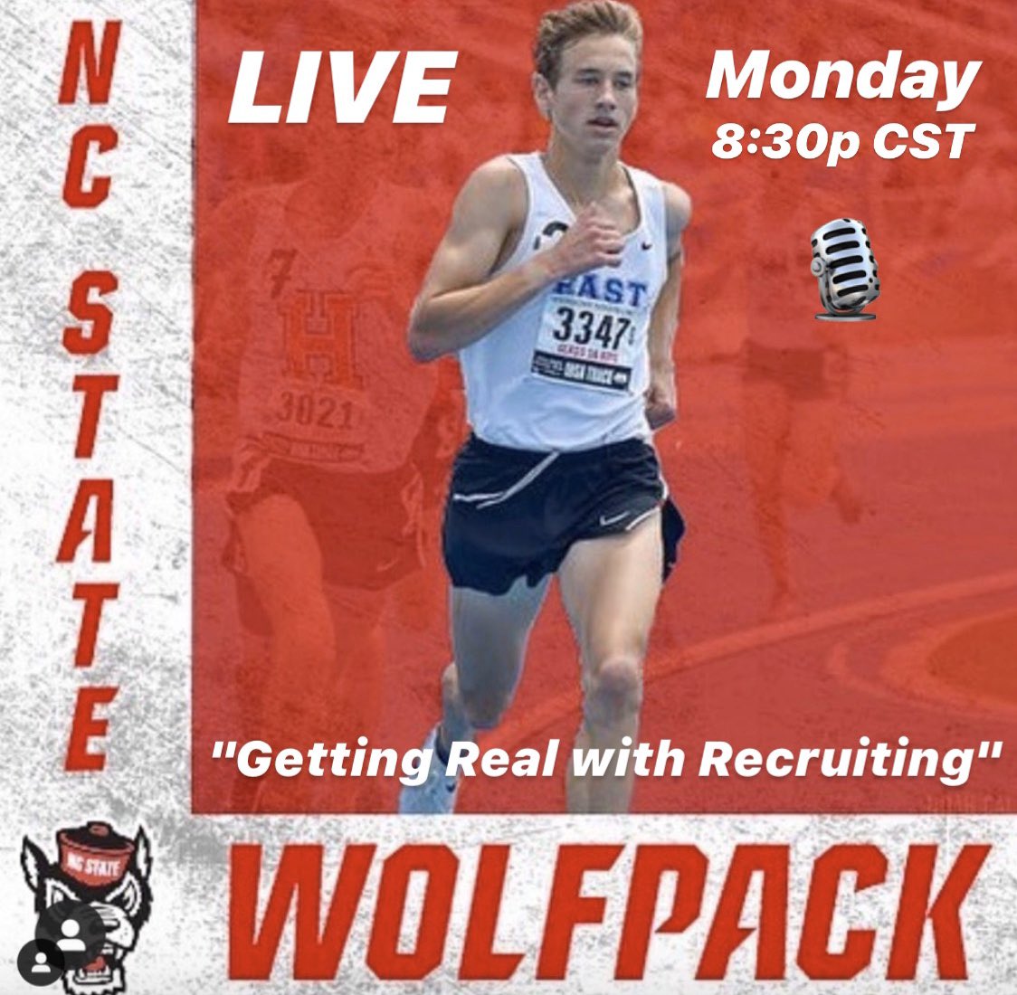 Join us LIVE on Instagram Monday at 8:30p CST with our NC State commit <a href="/gardzieXC/">Brett Gardner</a> (Insta: brettgardnerrr) where we will be “Getting Real with Recruiting!” (Insta: anovelli_rightontrack)🏃‍♂️🎙️ #rightontrack 

📷 @Wolfpack_TF