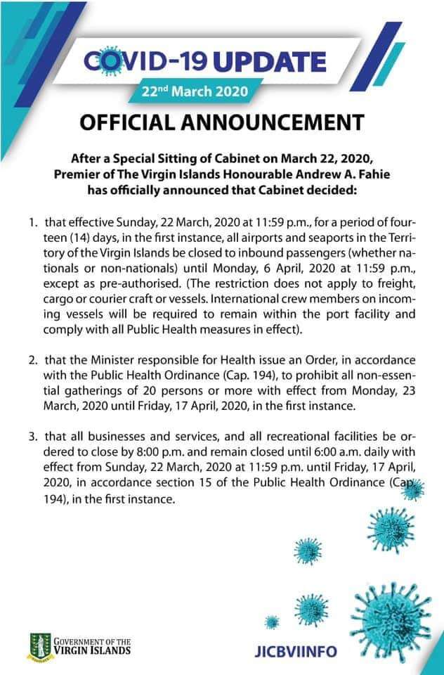 BVIBeacon's tweet photo. The #BVI has implemented a #curfew starting at 11:59 p.m. tonight 
#COVID19 #coronavirusoutbreak https://t.co/Vr3IdbtJyo