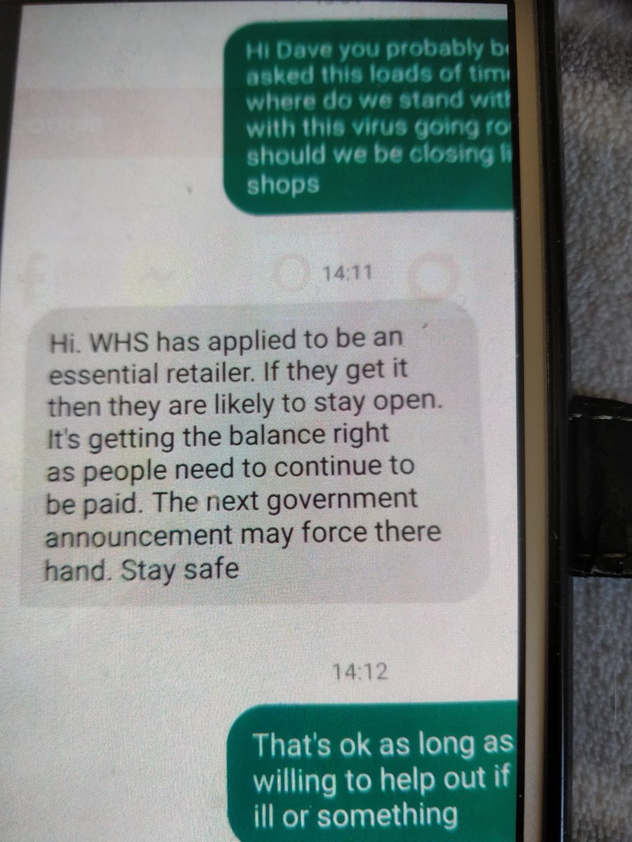 TheSecretSales1's tweet photo. Had word that WHSmith are applying to be an essential retailer.  Good to know they’re putting their profit ahead of the health, and potentially the lives of their staff. 
Gotta get that essential Daily Mail and scratch card. #UKLockdownNow https://t.co/nCZqmb6TkQ
