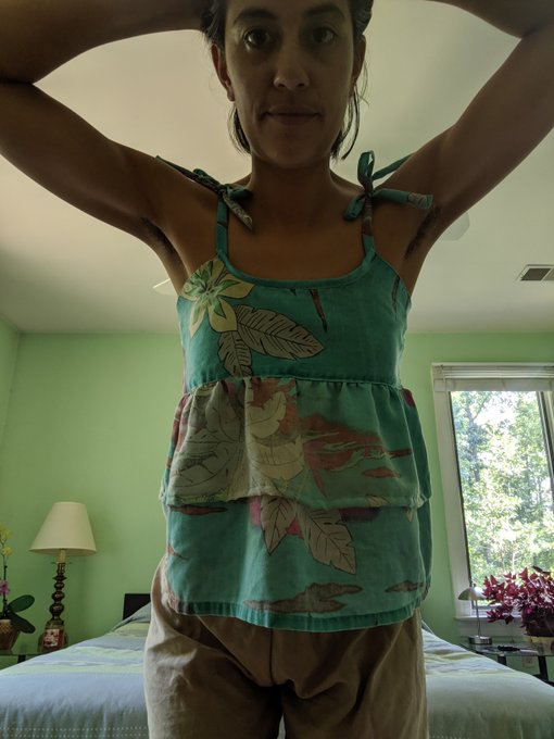 Made this tank top out of one of my Dad's favorite shirts this summer. Now its one of my favorite shirts💚🤗