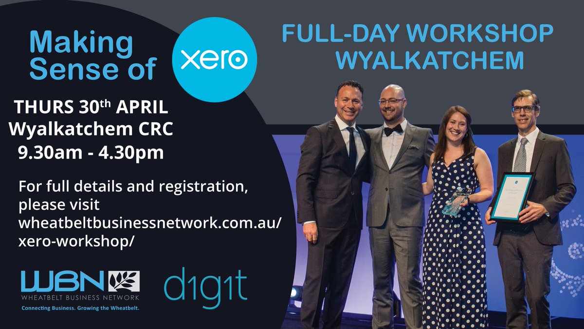 Wheatbelt Business Network (@wheatbeltbn) on Twitter photo Need help with your business accounting?
Learn the tips and tricks used by one of WA's leading Xero partners, Digit. Explore how to get real-time understanding of your critical numbers and improve your efficiency.
Hosted at <a href="/CrcWyalkatchem/">Wyalkatchem CRC</a>.
More info: wheatbeltbusinessnetwork.com.au/wbn_event/maki… Need help with your business accounting?
Learn the tips and tricks used by one of WA's leading Xero partners, Digit. Explore how to get real-time understanding of your critical numbers and improve your efficiency.
Hosted at <a href="/CrcWyalkatchem/">Wyalkatchem CRC</a>.
More info: wheatbeltbusinessnetwork.com.au/wbn_event/maki…