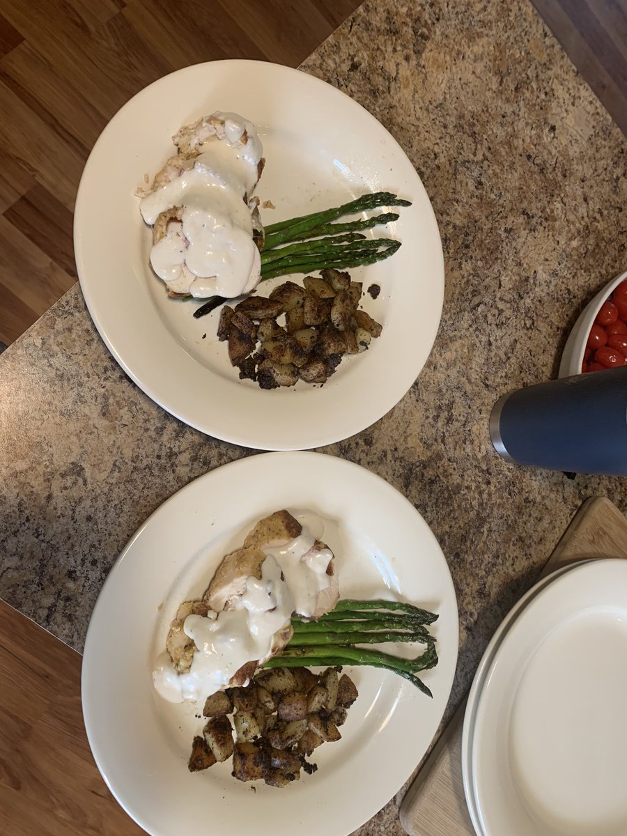 dmsauer's tweet photo. Despite the state of our world... we had a great weekend!!!  Made soft pretzels, played monopoly and to top it off Will &amp; I made Sunday night dinner... Chicken cordon bleu with béchamel sauce!!! https://t.co/NOI8ZcdCLK