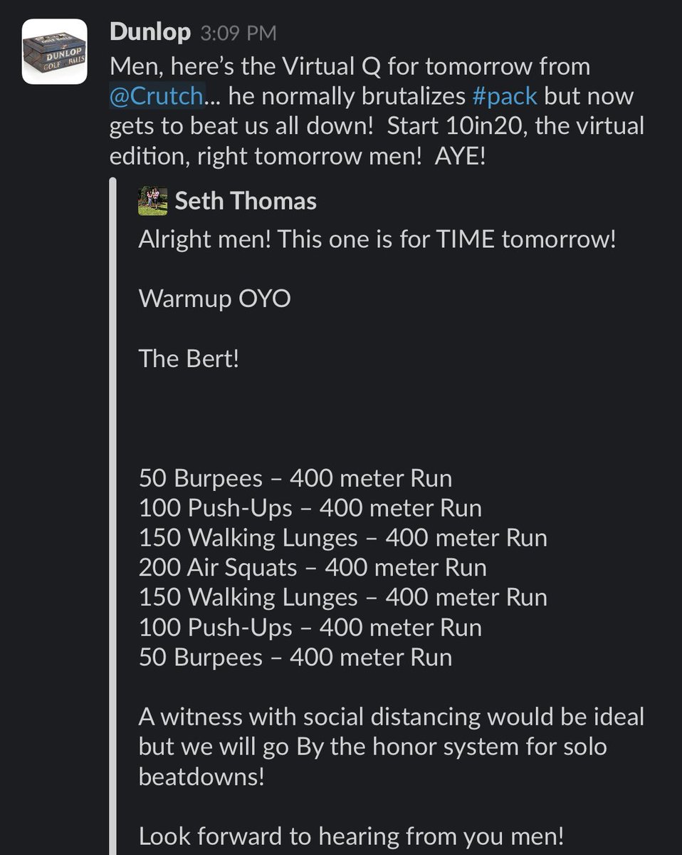 F3MuddTown's tweet photo. Monday 2/23/20 Virtual Q brought to you by Crutch of @F3ThePack. @F3Birmingham #socialdistancing #nofartsacking https://t.co/p0H2t3NxHe