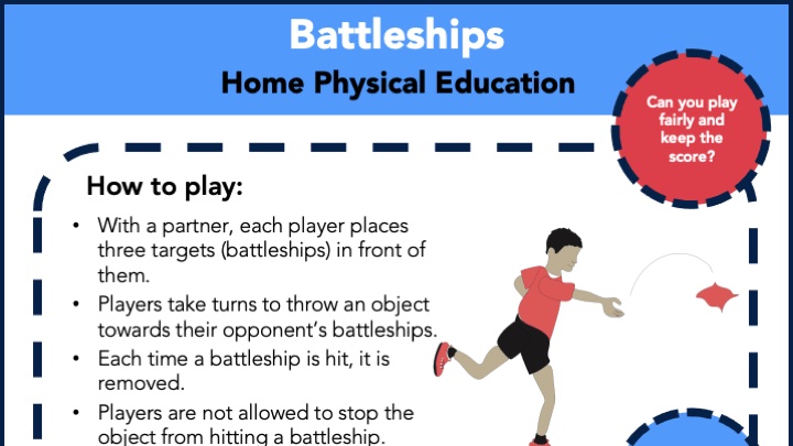 Our first activity is battleships, a PE Home Learning activity. Master your throwing technique and think about how you best concentrate to outwit your opponent. 
#StayInWorkOut #StayHomeStayActive <a href="/Complete_PE/">Complete P.E.</a> 
bit.ly/YSTshsa