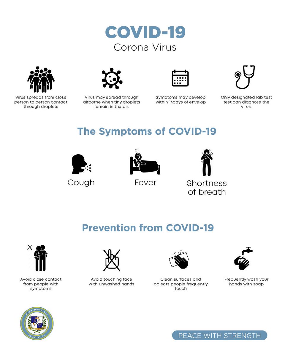 ChrisOgunbanjo's tweet photo. Greetings all, consider this a reminder of the steps to follow to protect yourself and household. Be sure to practice social distancing and stay safe.
#StayHome #StaySafe #SocialDistancing #Covid19 #TheCOF https://t.co/EIQd5A2Z8I