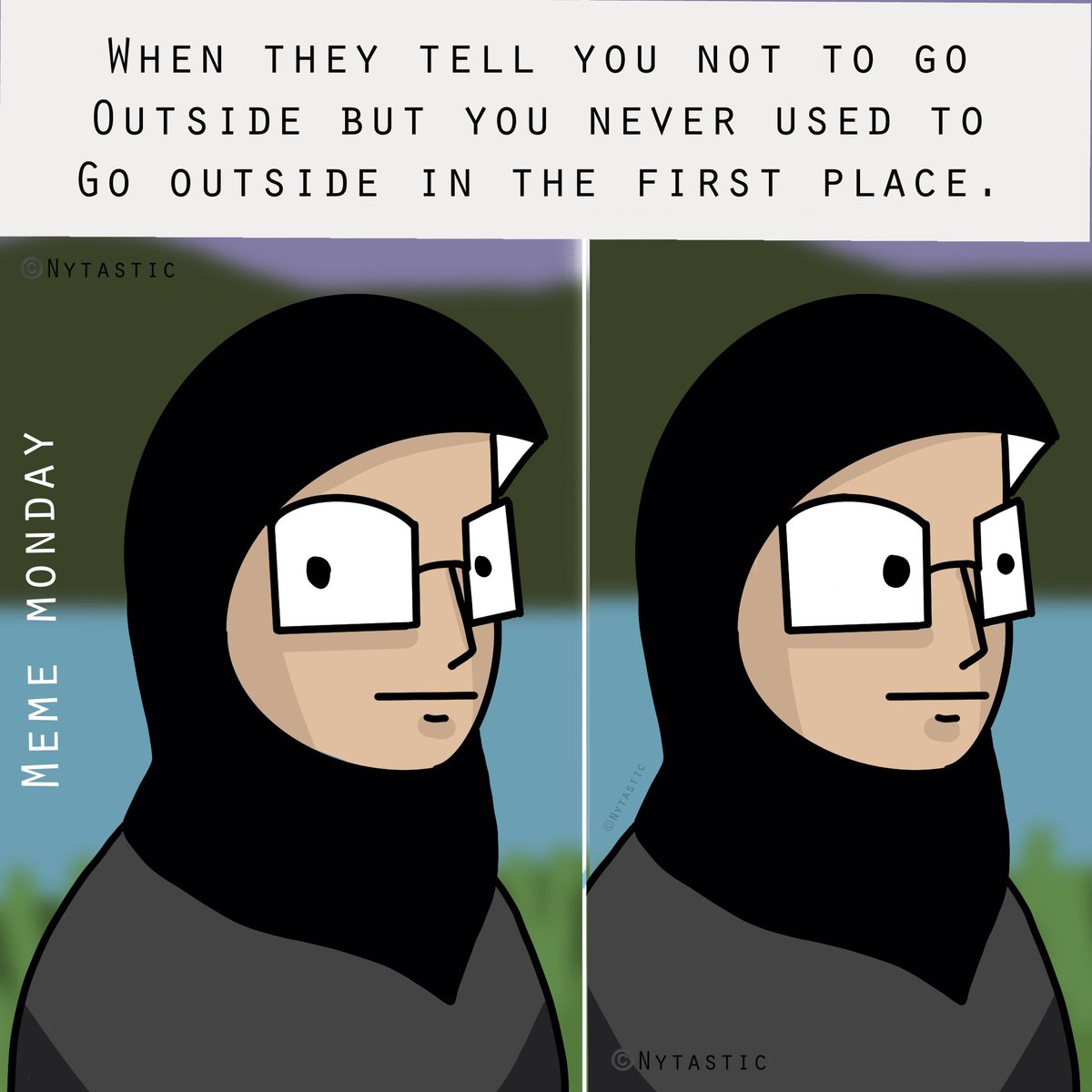 Nytastic's tweet photo. Meme Monday- “Awkward monkey meme”
Request a meme for meme Monday and I will draw myself as that meme!.
.
.
#mememonday #meme #awkwardmonkeymeme #awkwardmonkey #awkwardmonkey #stayhome #introvertmemes #introvert #art #illustration #postoftheday #nytastic #procreate https://t.co/19bPj0cIqp