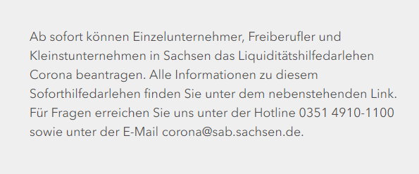 "#Sachsen hilft sofort": Alle Informationen und Formulare zur Soforthilfe in der Coronakrise finden Sie auf den Internetseiten der Sächsischen Aufbaubank - Förderbank. #CoronaSN <a href="/MartinDulig/">Martin Dulig</a> sab.sachsen.de/f%C3%B6rderpro…