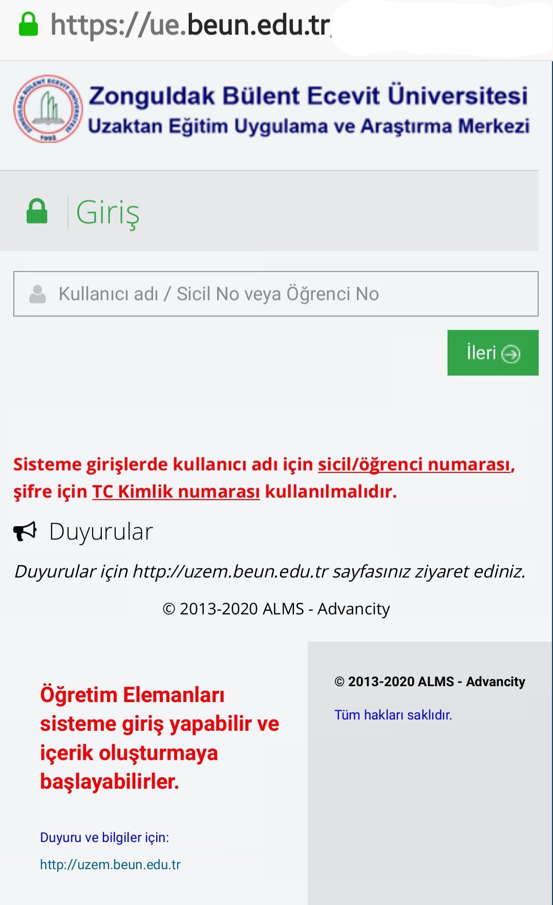 zonguldak bulent ecevit universitesi on twitter uzem sistemine giris yaparken kullanici adi icin sicil ogrenci numarasi sifre icin kimlik numaralarini kullanmalidir zonguldakbeu twitter