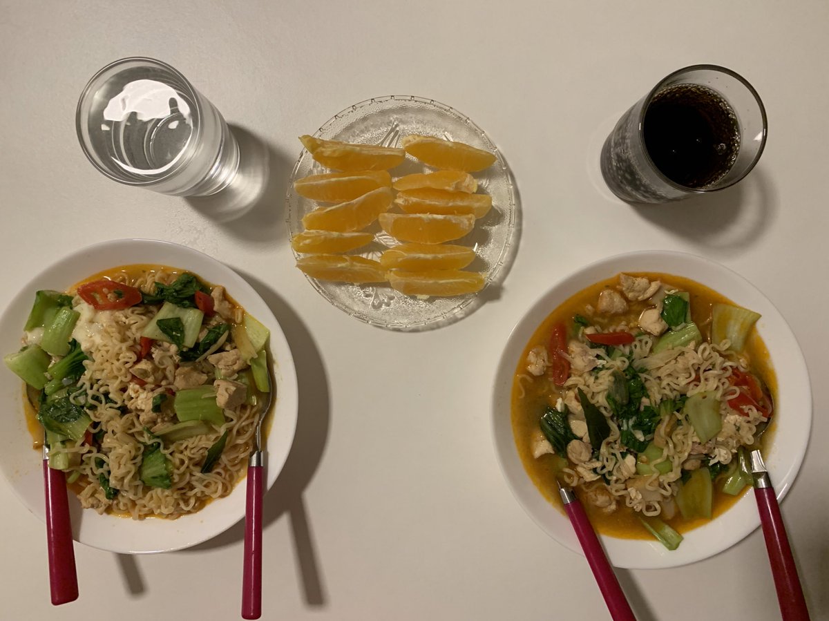 19/3/2020: One of my fav meal bila husband masakkan  Maggi kari + buah oren + air coke & suam for dinner 