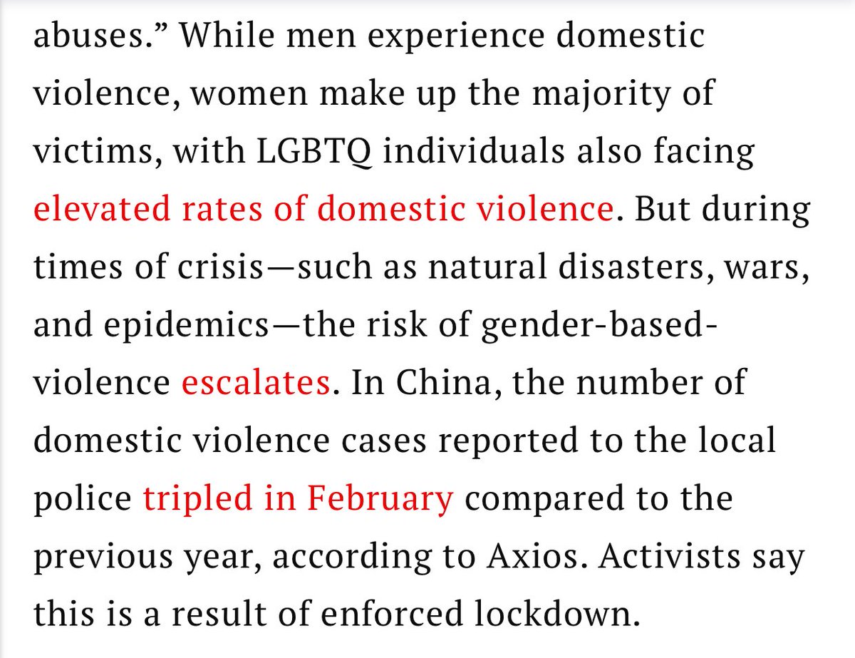 One out of three women in the world experience physical or sexual violence in their lifetime, according to the World Health Organization, making it “the most widespread but among the least reported human rights abuses.”  #COVIDー19  #coronavirus