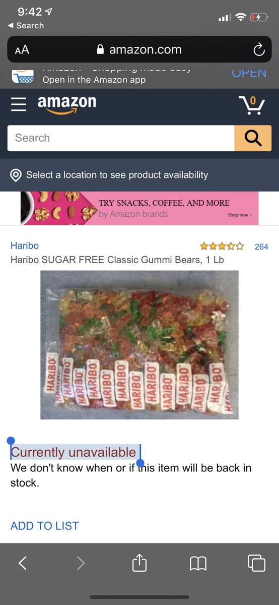 Haribo SUGAR FREE Classic Gummi Bears: currently unavailable