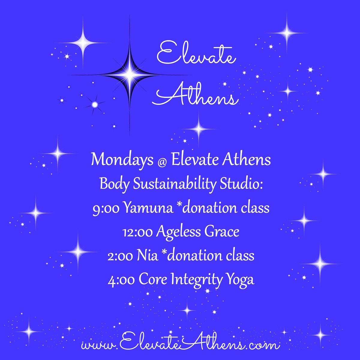 elevate_athens's tweet image. Zoom into Elevate Athens! Use or buy a class card or pay what you can for donation Yamuna &amp;amp; Nia classes! ✨💜✨ ElevateAthens.com #onlineyoga #yogatherapy #coreintegrity #yoga #ybr #yamuna #bodyrolling #nia #agelessgrace #zoom #athensga #elevate #athens
