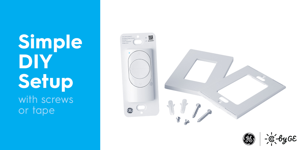 GELighting's tweet photo. Coming soon! Get maximum convenience with minimal effort. The C by GE Wire-Free Smart Switch adheres anywhere and can be easily installed by anyone. Learn more at https://t.co/GX77RRWaUh. https://t.co/th3c23ZG9h