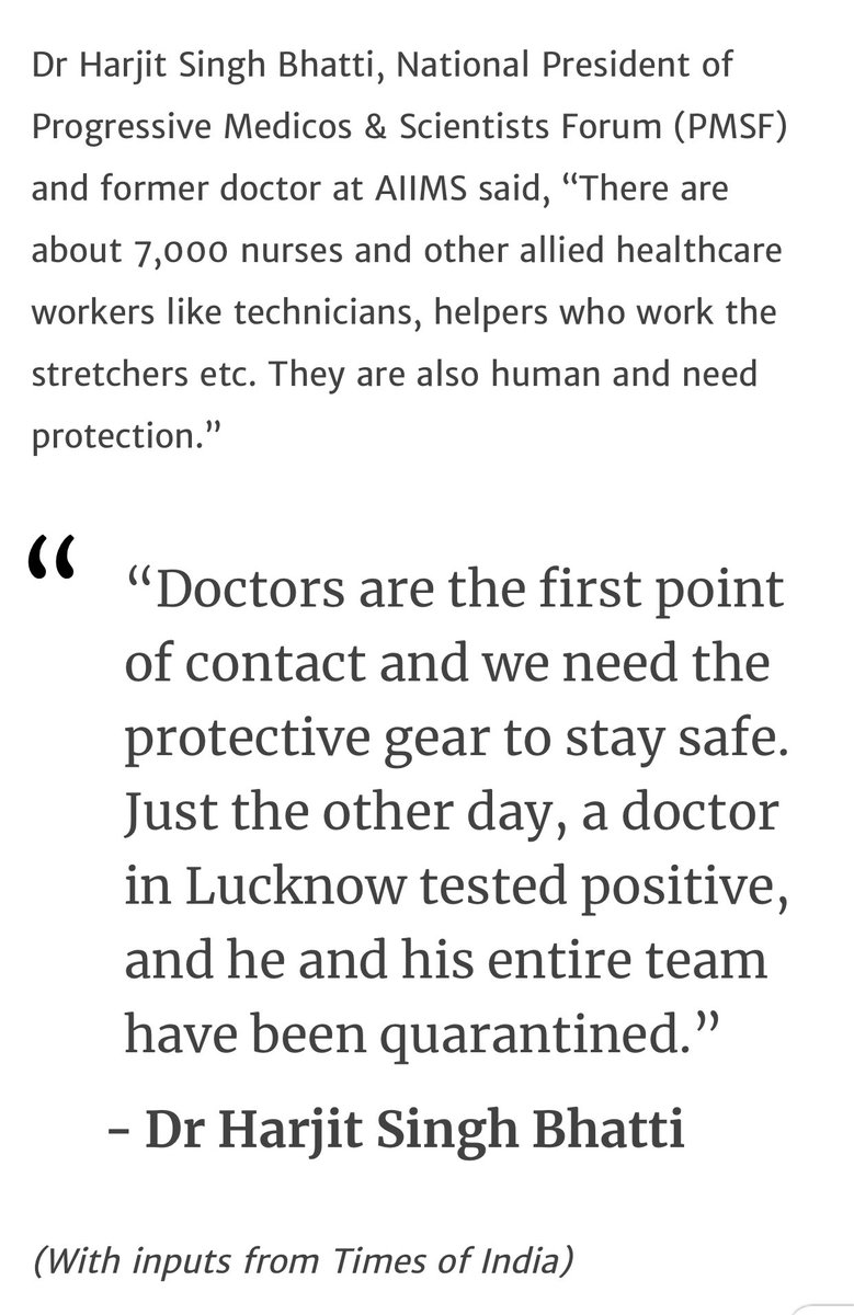 DrHarjitBhatti's tweet photo. 15% of healthcare workers who contract #CoronaVirus becomes severely ill. It’s 5% for general public. WHO asked to increase production of personal protection equipments since February, still our govt has not taken any proactive step to provide PPEs #MasksBeforeApplause https://t.co/yXaQ70M9dU