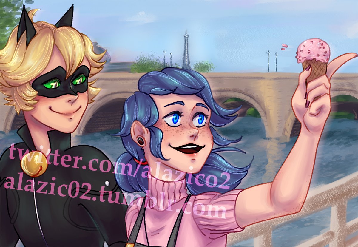 alazicO2's tweet photo. We're allowed to post our full pieces so here's my contribution to the @mlove_antho zine! This was super fun and I'm so grateful for the opportunity to be a part of this. Thank you for organizing, the end product is beautiful!

#MiraculousLadybug #MariChat https://t.co/sRjitGOkYH