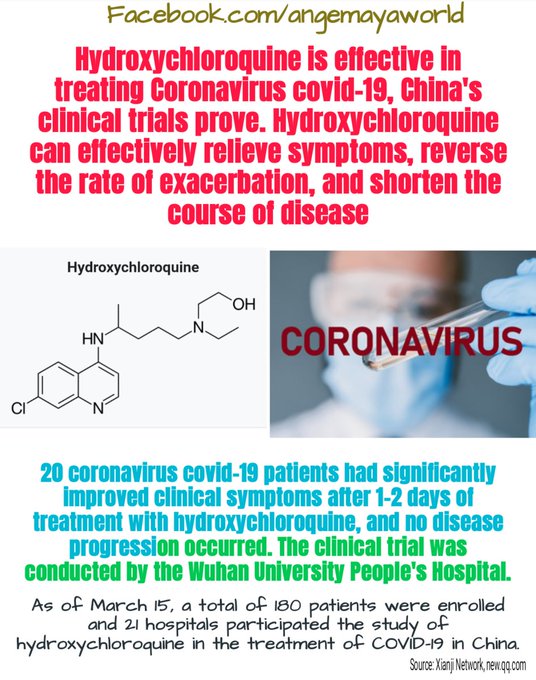 #Hydroxychloroquine is effective in treating new #Coronavirus (#COVID19), China's #clinicaltrials prove<a href="/tag/hydroxychloroquine"class="tags">#Hydroxychloroquine</a><a href="/tag/clinicaltrials"class="tags"><span>#clinicaltrials</span></a><a href="/tag/covid19"class="tags"><span>#covid19</span></a><a href="/tag/coronavirus"class="tags"><span>#coronavirus</span></a>