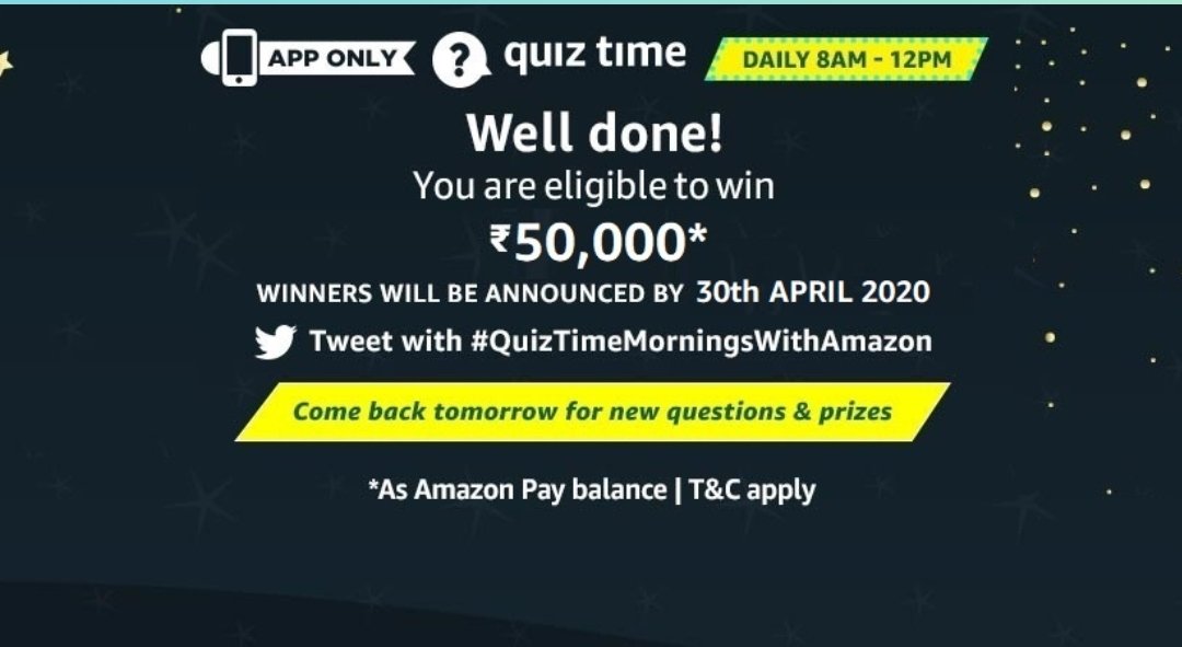 DivyGajjar's tweet photo. #QuizTimeMorningsWithAmazon https://t.co/HTOU3QgWwq
