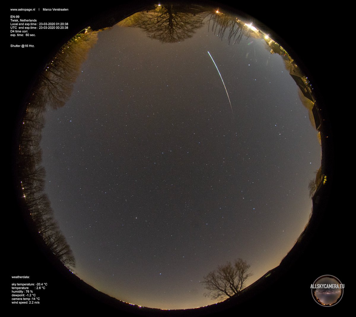 Very nice fireball at 00:19 UT last night! #meteor #fireball #nightsky #clearnight
