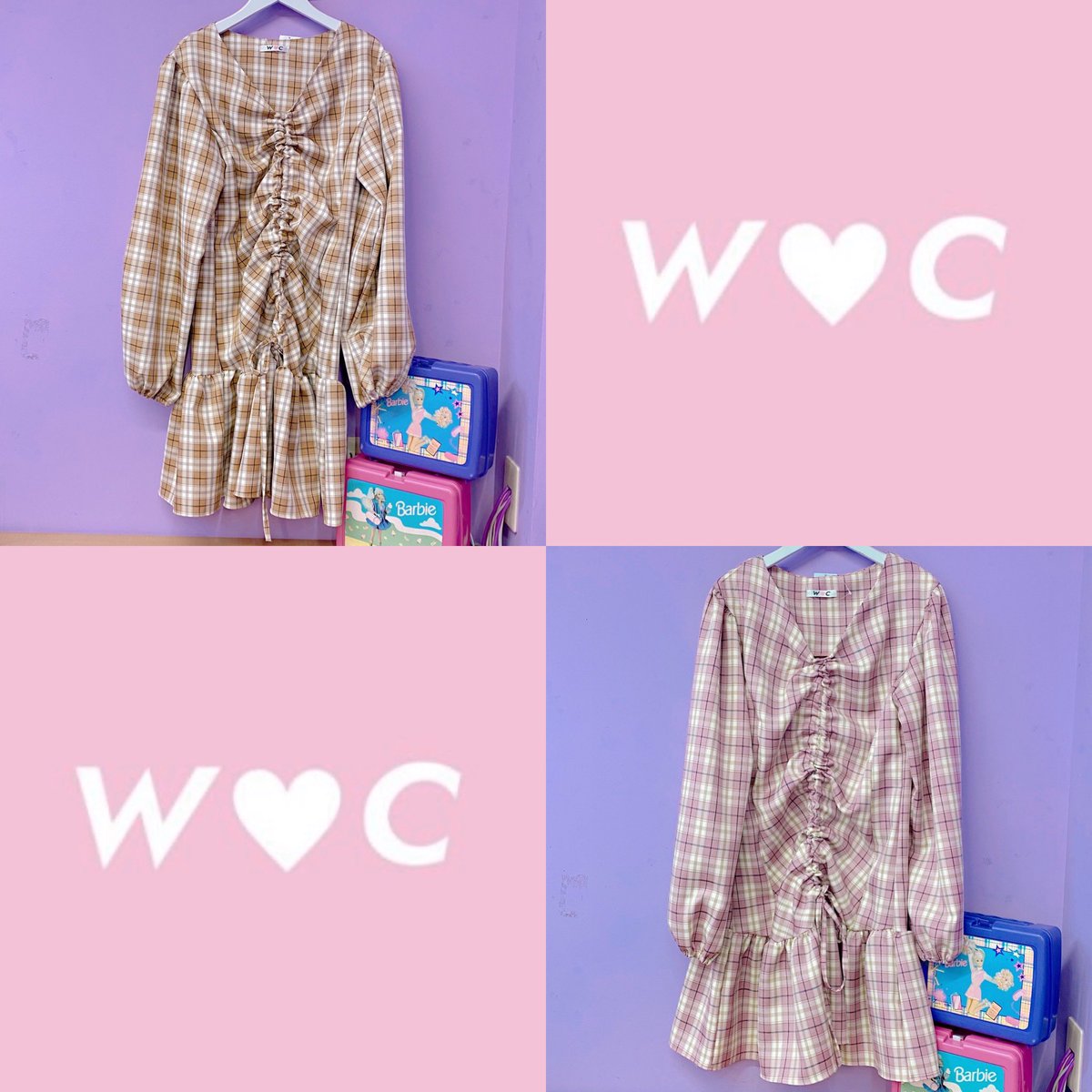 W C 竹下通り店 Staff Code これからの季節ピッタリの ワンピースが入荷したよ 真ん中で長さ調節も出来るから 身長が低い子でも高い子でも 幅広く着られちゃうアイテム みんなも是非getしてね ドロストチェック ワンピース 5 499