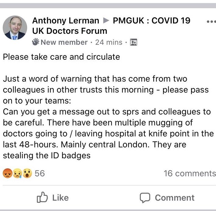 Sorry, apparently some LOWLIFES have been ATTACKING #NHS doctors at knifepoint. We need urgent measures to PROTECT NHS staff, sadly on the street as well. @BBCNews @guardian @thetimes @HelpThemHelpUs_