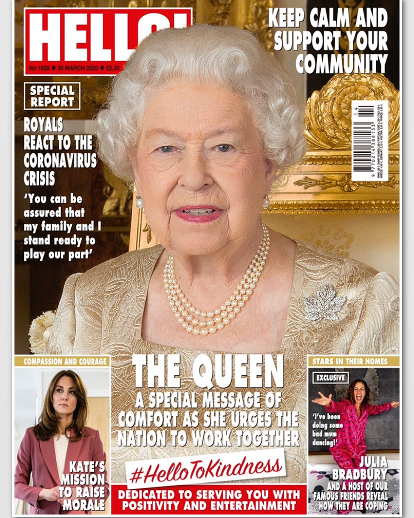 Rosie_Nixon's tweet image. I’m proud to present the first issue of @hellomag created from our homes &amp;amp; we’ve done it with your wellbeing in mind. The Queen shares a special message to the nation: now is the time to work together if we want to beat this, so please stay at home to support your community ❤️