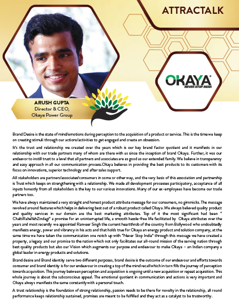 TRA_Research's tweet photo. Let us see what @OkayaPowerGroup has to say about #BrandDesire | Arush Gupta (Director & CEO, @OkayaPowerGroup )
#Attractalk #MDB2020 #TRA #QuestforTruth https://t.co/LN1zdK7rTF