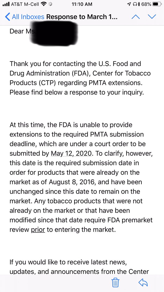 Charowen2010's tweet photo. #breakingnews fda tells small business vapor they must enforce the PMTA deadline even though those businesses are dealing with a pandemic but tell the judge the APP deadline is of no legal consequence. Are they lying to us or the judge? @gopaulblair @realDonaldTrump @SteveFDA https://t.co/8eZj26lNJQ