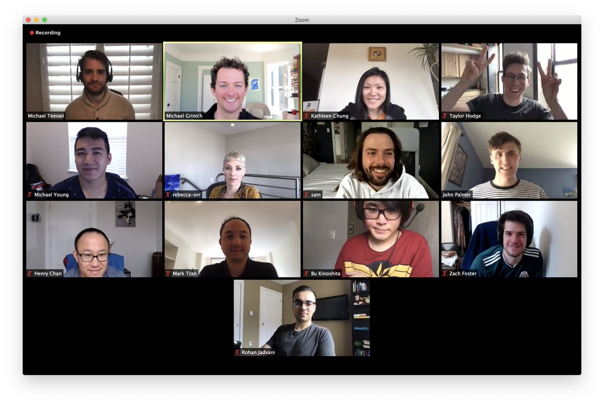 #9 Zoom pro-tipTake a screenshot at the end of your weekly meetings! We've been doing this for a year. It's like a team photo booth. Amazing to see the team grow week-by-week! 