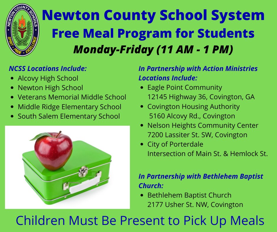 We Have Added Additional Locations for Student Meal Pick Up! Come See Us Today and Pick Up a FREE Meal for Your Child! Reminder: Students Must be Present. #NCSSBeTheBest