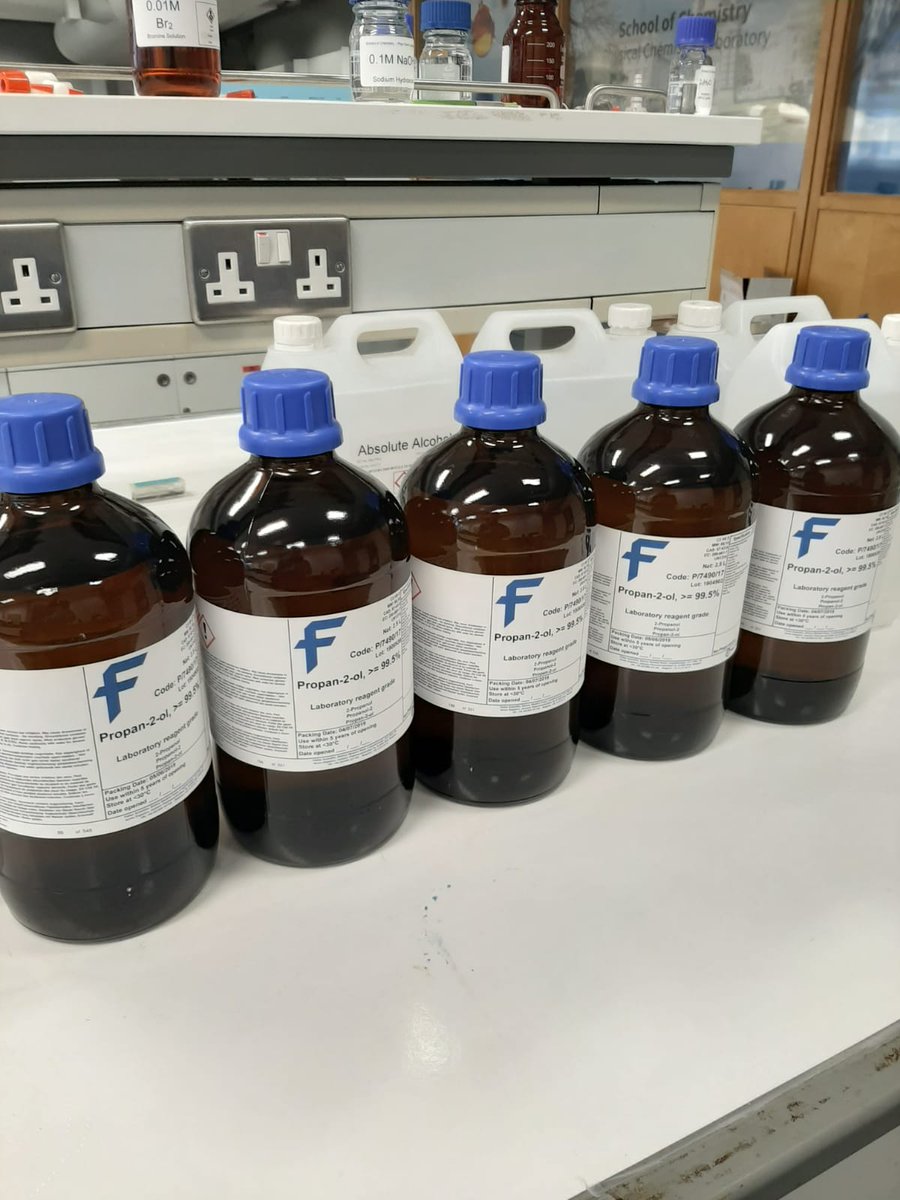 We've donated 12.5 L of isopropyl alcohol to @TCD_Chemistry for their fantastic efforts in producing hand sanitiser for St. James'. Fantastic seeing chemistry in action in such a crucial real world scenario, and the power of people working together! #COVID19 #COVID19Ireland