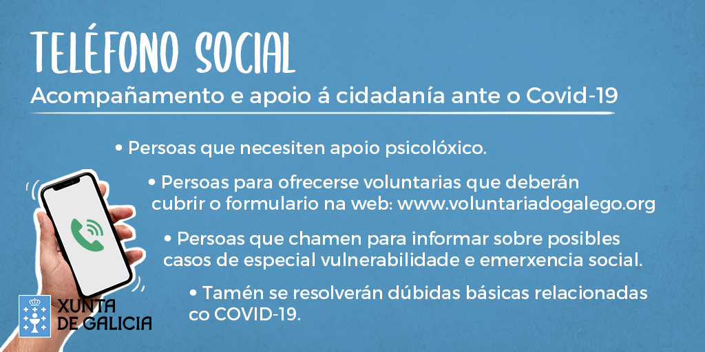 xuventude's tweet photo. ☎���900 400 800☎️
Teléfono social de acompañamento e apoio a cidadanía ante o coronavirus. Se o precisas, chama!
Toda a info 👉 https://t.co/WxiV2xYBQ8 

#Xuventude #Voluntariado #EuQuedoNaCasa https://t.co/ACW8LSjm1C