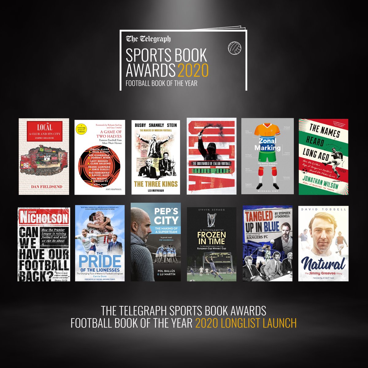 Delighted to be long-listed for the Telegraph’s @sportsbookaward Football Book of the Year. Thank you.

#ReadingForSport #FootballBookoftheYear #SBA20
#TelegraphSBA @HoZ_Books @GeorginaCapel @EnglandWriters @theofficialfwa