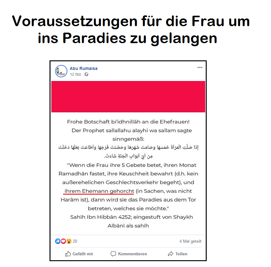 MIslamismus's tweet photo. ++ Liebe Frauen, so kommt ihr ins Paradies! ++

*************************************
Falls du unsere Arbeit unterstützen möchtest:

Paypal-Spendenlink:
https://t.co/pu3VDnJsJw

Patreon:
https://t.co/PJIyHc2RH4

Danke! https://t.co/5mTDQEhQGO