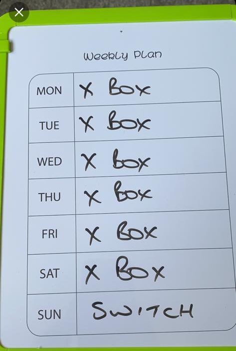 Charlie’s home schooling sorted for the next week 👍 Next week will be History and PE so we will be using the Sega Mega Drive and Mario and Sonic at the 2012 Olympics #homeschooling