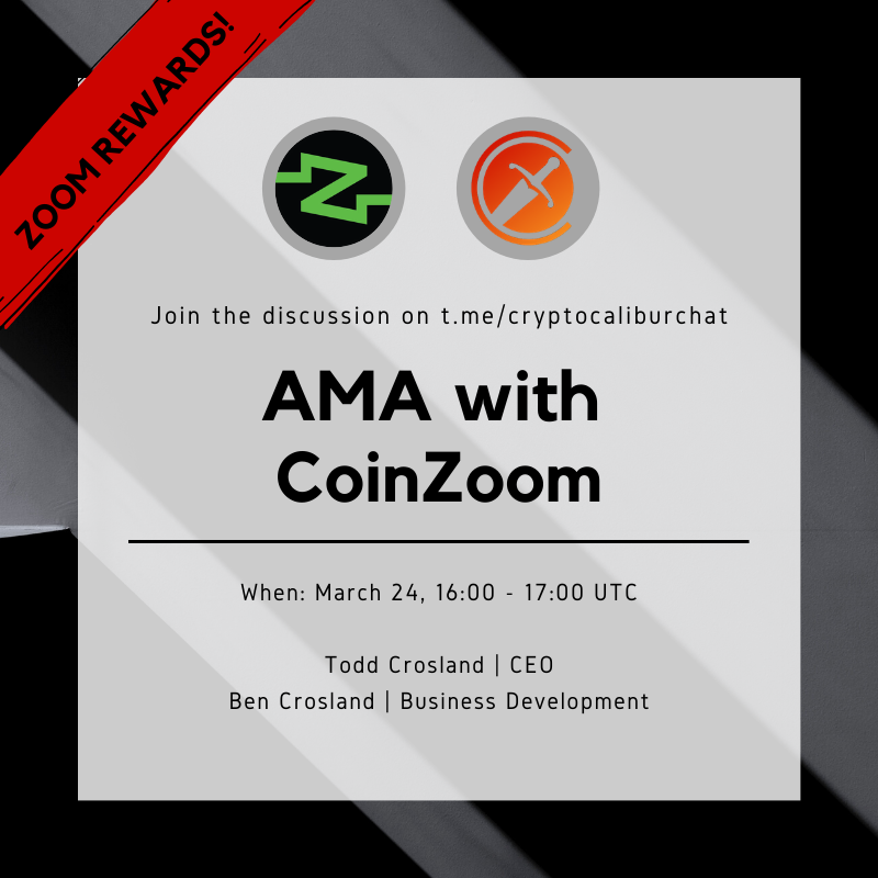 CryptoCalibur's tweet photo. Our upcoming ask me anything session will be with CoinZoom @GetCoinZoom

When: March 24th, 2020 from 16:00 to 17:00 UTC

📍 Where: https://t.co/hv4KHXIOHA

⏰ Countdown: https://t.co/seFkaX3MLt

🎁 A TOTAL REWARD OF $100 WORTH OF ZOOM FOR THE TOP 5 QUESTIONS

#crypto #AMA https://t.co/xbp2ED9saX