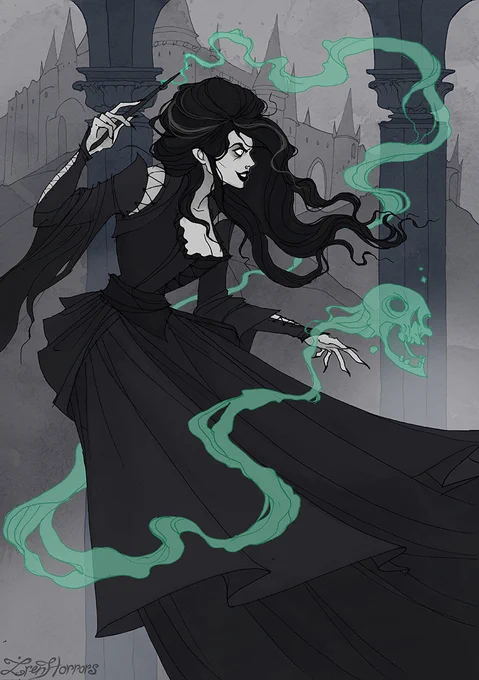 Bellatrix Lestrange? 
Finally I am allowed to share the full piece and sketches! 