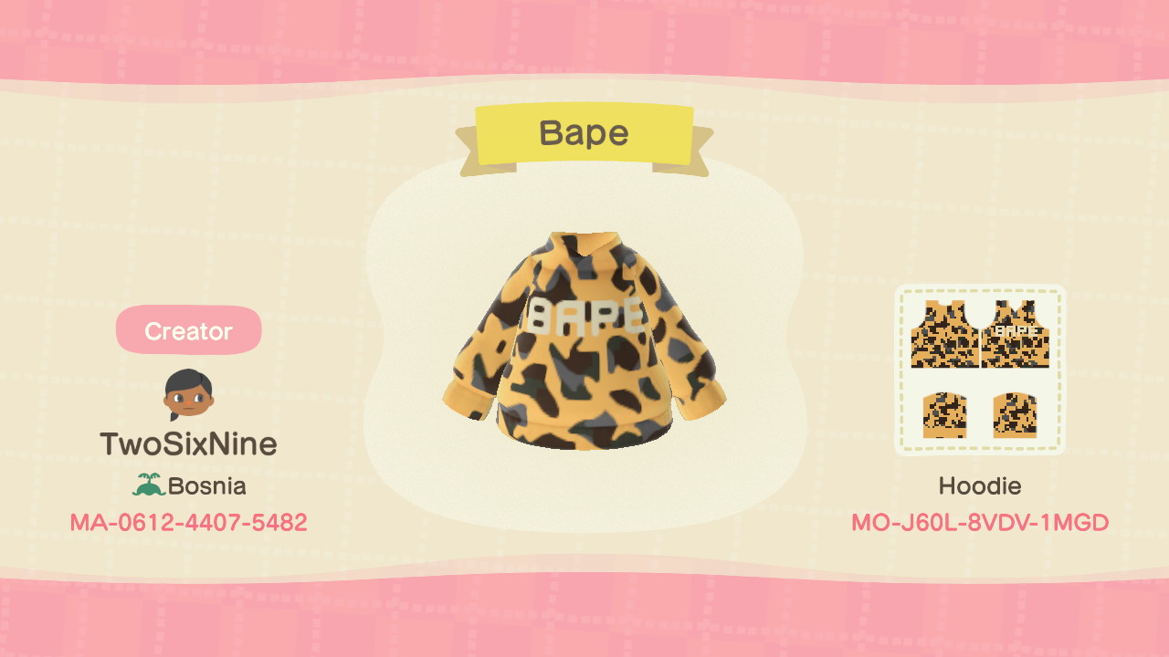 Bape hoodie animal crossing best sale