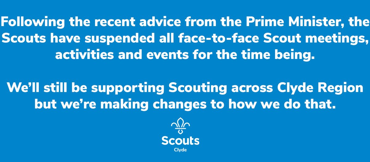 As Scouting gets ready for #TheGreatIndoors we're making changes to how we operate in the Regional Office, The Glasgow Scout Shop and at Auchengillan Outdoor Centre - clydescouts.org.uk/post-coronavir…