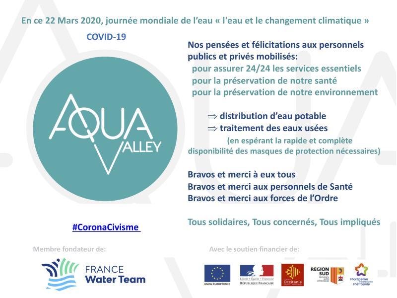 PoleAquaValley's tweet photo. 22 Mars 2020, Journée mondiale de l'#eau. Nos pensées aux personnels publics privés mobilisés pour assurer la continuité de la distribution d'eau potable et le traitement des eaux usées. Bravo à eux 👏 https://t.co/EItOWdlii9