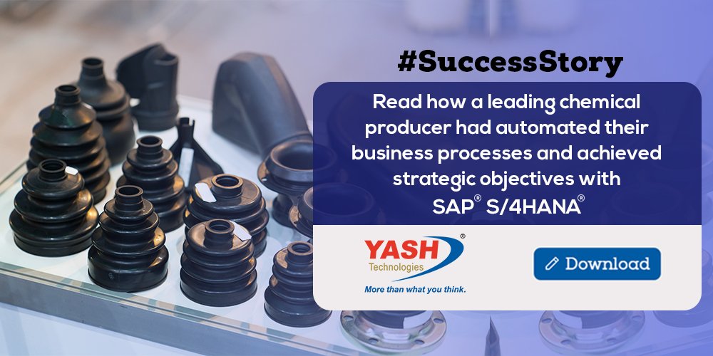 YASH_Tech's tweet image. A leading #chemical manufacturer in India implemented an Industry Best Practices centric @SAP #S4HANA solution &amp;amp; ensured 100% plant availability. Read more. hubs.ly/H0nN6Lq0

#SAPPartnerEdge #SAPPartnerFirst #Successtory @SAPInMemory @SAPSmallBiz @SAPMidsize