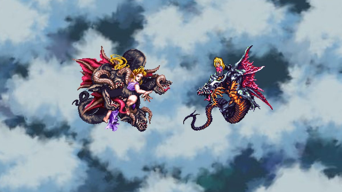 Hero Roto On Twitter 四魔貴族戦 ビューネイはドラゴンに乗って空中戦 1vs1の対決のためステータスをあげないと厳しいかも あっさりやられたが 負けると空からまっ逆さま そりゃ即死だわ ロマンシングサガ3 ロマサガ3 スクエアエニックス