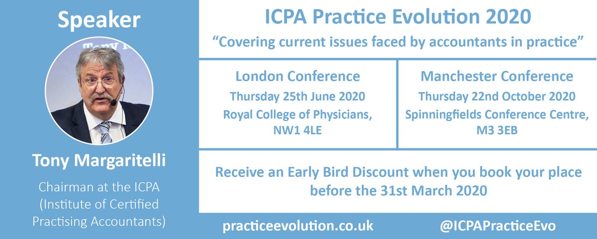 Reserve your place at Practice Evolution 2020 where <a href="/icpa_t/">Tony Margaritelli</a> from <a href="/IPCA_/">IPCA</a> will be speaking #London #Manchester #PracticeEvolution ow.ly/Rj7e30q8pBG